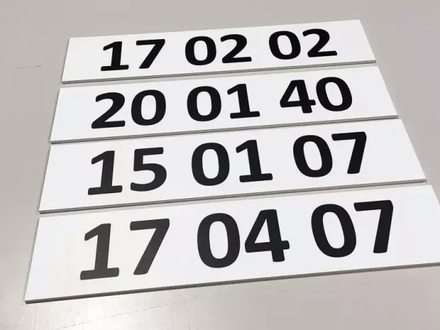 Custom printed sign with 5mm PVC backing, size 47x10cm - 53 pieces - Graphic design. Four.