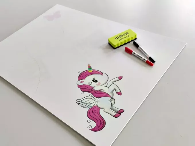 Unicorn dry-erase board for kids 328 - Features a unicorn with a rainbow design.