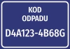 Waste code sticker with number and graphic design. Simple rectangle with blue background and white text.