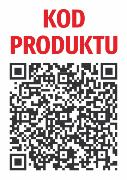 Product QR Code Sticker - Graphic design with a black QR code and red text PRODUCT CODE on a white background.