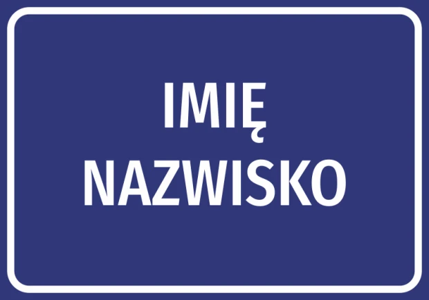 Personalized Name and Surname Sticker - Simple rectangular design with large letters on a dark background.