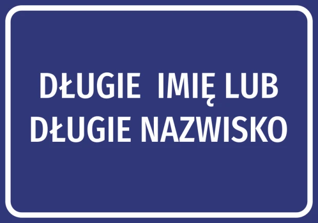 Name and Surname Sticker - Graphic Design. Blue background with large white text.