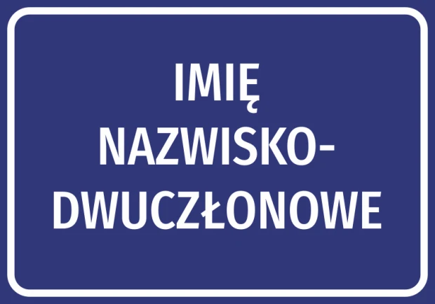Name and Surname Sticker - Graphic Design. Blue background with large white text.