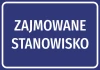 Nameplate sticker - Graphic design. Simple rectangle with a dark blue background and white text.