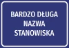 Nameplate sticker - Graphic design. Rectangular shape with white text on a blue background.