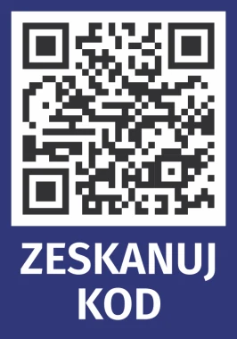 QR Code Sticker - Graphic Design. Square QR code on a dark background with white text.