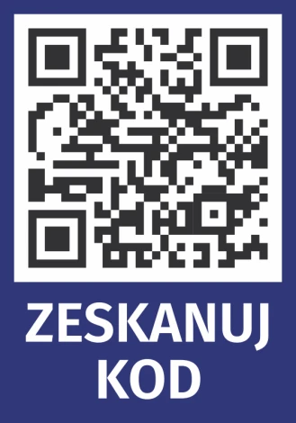 QR Code Sticker - Graphic Design. Square QR code on a dark background with white text.