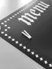 Chalkboard menu sign 019 - Black rectangle with white "Menu" text and decorative design.