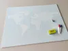 Dry-erase magnetic world map board 333 - Graphic design. World map in dot grid on a light background.
