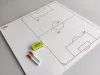 Magnetic dry-erase tactical board, 85x85 cm, 5mm PVC, graphic design on a white background.