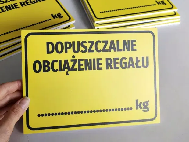 Shelf Load Capacity Sign - Graphic Design. Yellow background with black text and space for value.