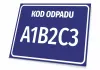 Waste code sign with number, graphic design. Rectangular blue sign with white details.