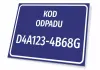 Waste code sign with number, featuring a graphic design. Rectangular sign with blue background and white text.