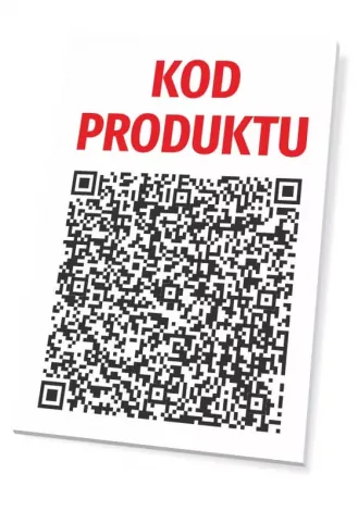 QR code product label - Graphic design. Features large red text "PRODUCT CODE" on a white background with a QR code.