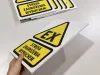 Explosion hazard sign T268 - Graphic design. Yellow triangle with black EX text and rectangle with additional text.