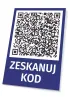 QR Code Scan Sign - Features a large QR code and the text SCAN CODE on a blue background.