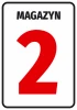 Warehouse label with number or letter - Graphic design. Red number 2 on a white background with black text.