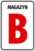 Warehouse label with number or letter - Graphic design. Large red letter B on a white background.