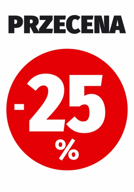 Discount sticker, percentage value - Graphic design. Red background with a white circle and large numbers.