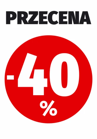 Sale sticker, percentage value - Graphic design. Red background with a white circle and large text -40%