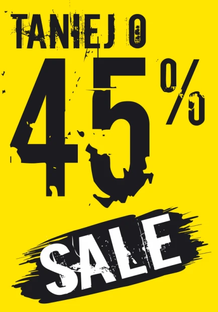 Sale sticker, discount percentage - Graphic design. Yellow background with large black numbers and SALE in white.