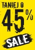 Sale sticker, discount percentage - Graphic design. Yellow background with large black numbers and SALE in white.