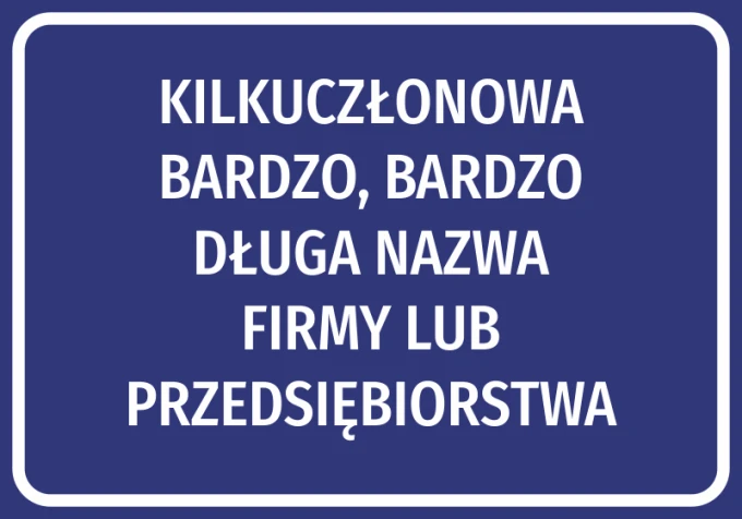 Company name sticker with a graphic design. Simple, large text on a dark background.