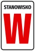 Position number sticker or letter designation - Graphic design. Red rectangle with white text STANOWISKO.