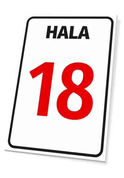Hala sign with letter or number designation - Simple design with a white background and black HALA text.