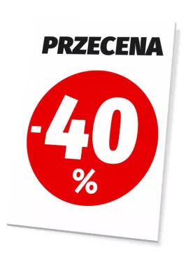 Discount sign, percentage value - Graphic design. Red circle with white numbers -40% on a white background.