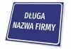 Company name plaque - Graphic design. Rectangular plaque with a blue background.