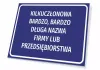 Company name plaque - Simple rectangular design with a blue background.