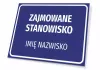 Nameplate with position title and name - Graphic design. Simple rectangular shape with white text.