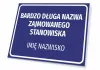 Nameplate with position and name - Graphic design. Rectangular plaque with blue background and white text.