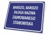 Nameplate - Graphic Design. Rectangular sign with a blue background and white text.