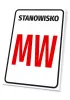 White nameplate with black frame and red lettering for position number or letter designation.