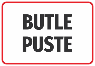 Empty Bottles Sticker - Graphic design with large black text on a white background and a red border.