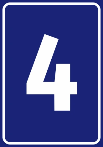 Number sticker - Graphic design. Number 4 in white on a dark blue background.