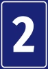 Large number 2 sticker in white on a dark blue background with a graphic design.