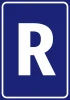 Letter sticker - Graphic design. Large letter R on a dark blue background with a white border.