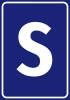 Letter sticker - Graphic design. Large letter S on a dark blue background with a white border.