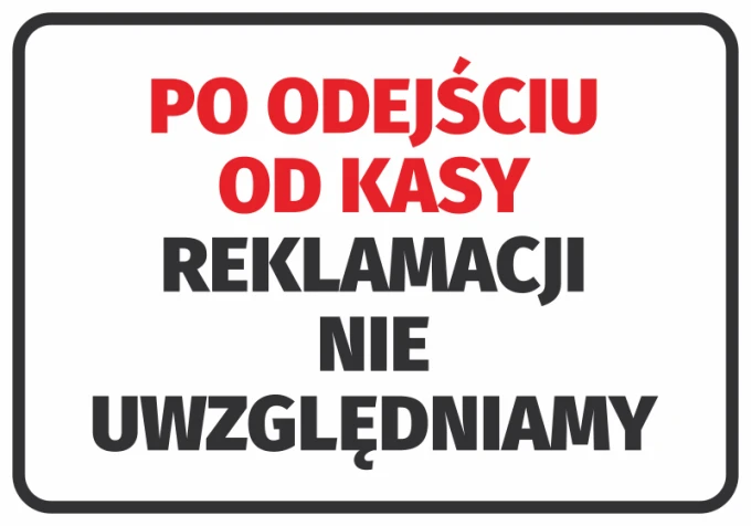 Sticker: No returns after checkout - Graphic design. Large text in red and black.