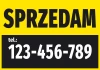 For Sale sticker with phone number - Graphic design. Large text on yellow background, phone number in black.