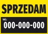 For Sale sticker with phone number - Graphic design. Large black text on yellow background, phone number in white font.