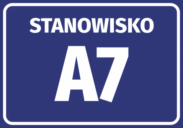 Position sticker with number and letter - Graphic design. Simple rectangular shape with large letters on a blue background.