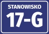 Position sticker with number and letter - Simple graphic design with large letters on a blue background.