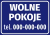 Room Availability Sticker with Phone Number - Simple rectangular design with white text on a blue background.