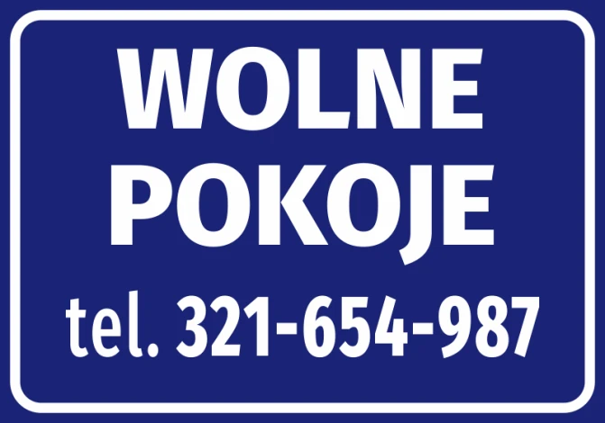 Room Available Sticker with Phone Number - Simple rectangular design with white text on a blue background.