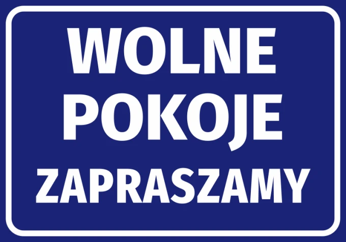 Free Rooms Sticker - Graphic Design. Blue background with white text, clear lettering.