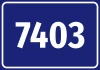 Sticker with number - Graphic design. White rectangle with blue border, large digits 7403.